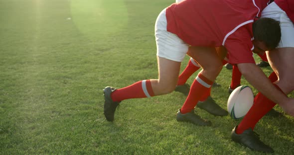 Male rugby players playing rugby in the stadium 4k