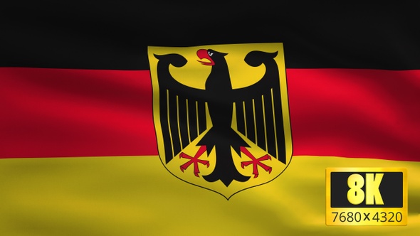 8K Germany With Eagle Windy Flag Background