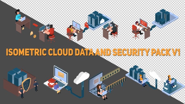 Isometric Cloud Data And Security Pack V1