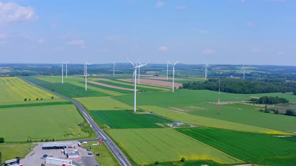 Wind Turbines On A FIeld