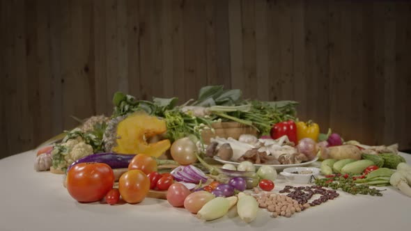 Assorted Vegetables, Spices And Mushrooms.