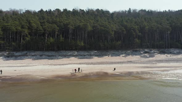 AERIAL: People Enjoying Sunny Day Near The Dutchman's Cap in Klaipeda