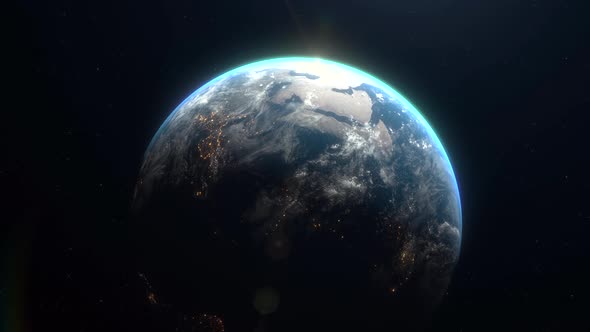 3D Sunrise world skyline