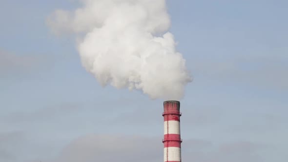 Thick Smoke Power Plant Chimney