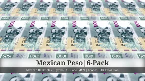 Mexican Peso | Mexico Currency - 6 Pack | 4K Resolution | Looped