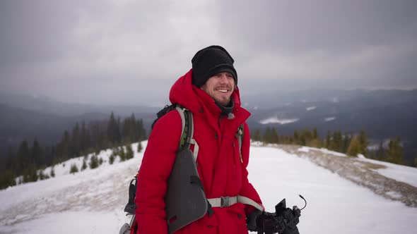 Portrait of a Man in Winter Clothes