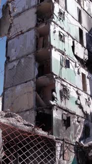 Vertical Video of War in Ukraine  Destroyed House