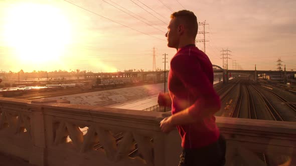 Athletic Male Jogging Los Angeles Slow-Motion
