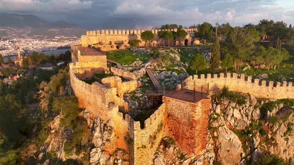 Alanya Castle Alanya Kalesi Aerial View 4K