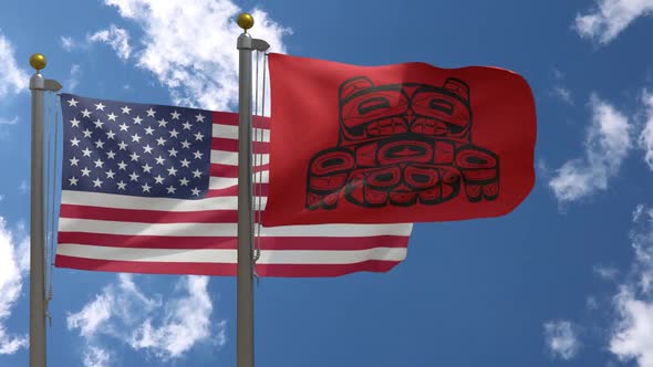Usa Flag Vs Upper Skagit Indian Tribe Flag Native American Flag  On Flagpole