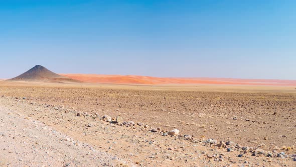 Panorama on colorful sand dunes and scenic landscape in the Namib desert, Namibia, Africa