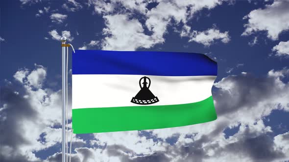Lesotho Flag Waving 4k
