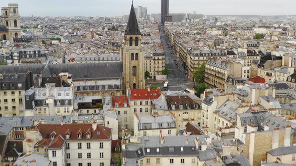 Aerial View of Paris and Saint-Germain-des-Prés Church