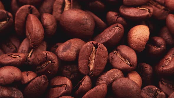 Closeup Shot of Aromatic Roasted Whole Coffee Beans As a Natural Background