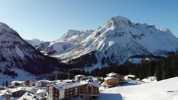 drone shot of Omeshorn in Vorarlberg, Austria