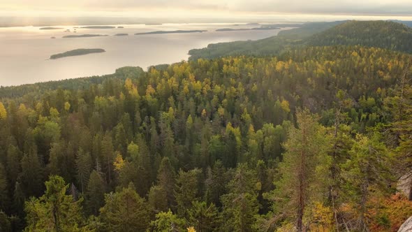 Beautiful Autumn Landscape in Koli National Park During Ruska Season in Finland