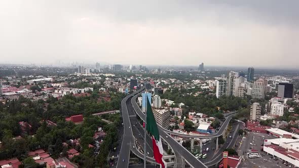 View of mexico city biggest flag