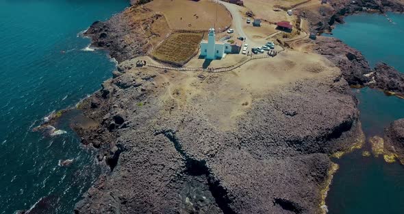 Aerial Lighthouse at Inceburun. Sinop, Turkey. Inceburun is the northernmost point of the Turkey