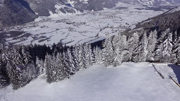 Aerial view of Zell am See on a winter day