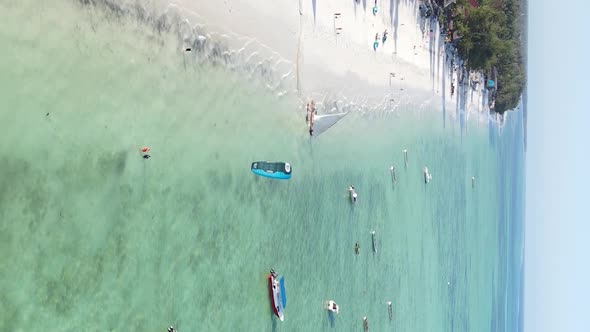 Vertical Video of the Coast of Zanzibar Island Tanzania Slow Motion