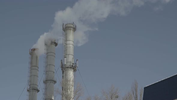 Smoke Comes From the Chimney. Air Pollution. Ecology. Kyiv. Ukraine