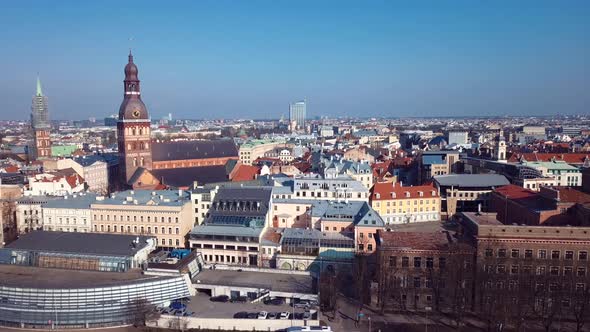 Riga Old Town Aerial 4k