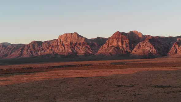 Aerial Panoramic view of the golden hour at Red Rock Canyon