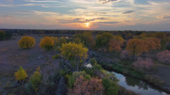 Fall colors blend between the sky and river on the Platte in Colorado in October 2020.