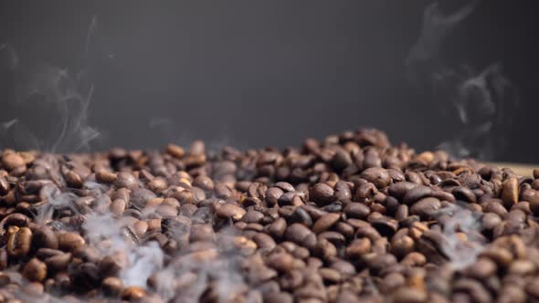 Vapor Rising Coffee Grains in Super Slow Motion