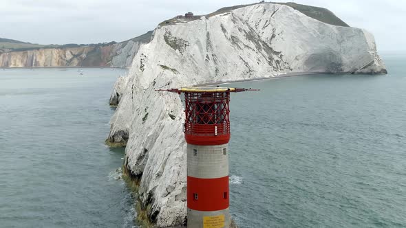 The Isle of Wight Needles a Natural Chalk Coastal Feature with a Lighthouse