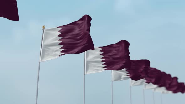Qatar Row Of Flags  alt