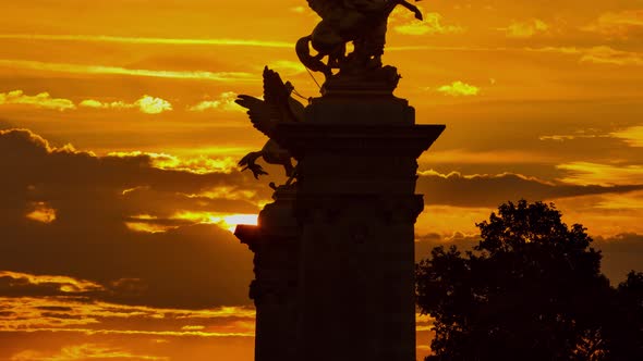 Time Lapse Of The Sun Rising Behind One Of The Many Monuments In Paris