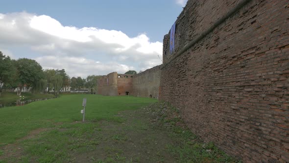 A medieval brick wall