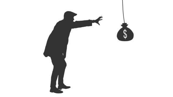 Black and White Silhouette of a Person in Pursuit of Money alt
