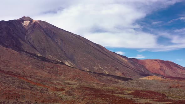 Aerial View of the Teide National Park Flight Over a Desert Rocky Surface View on the Teide Volcano