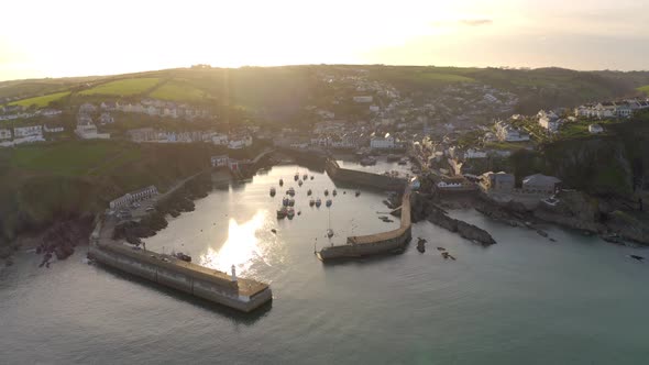 Mevagissey Harbour in Cornwall UK, A Picturesque Seaside Town From the Air