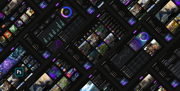 Streamity – Gaming and Streaming Dashboard UI for Adobe Photoshop