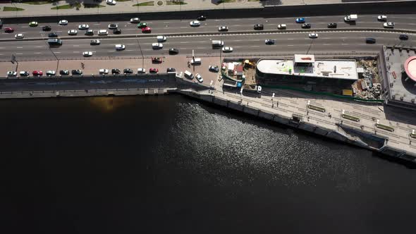 View of the Dnieper Embankment Aerial Shot