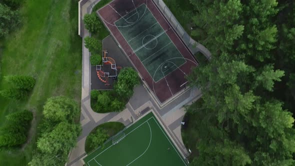 Aerial View of the Football and Basketball Courts