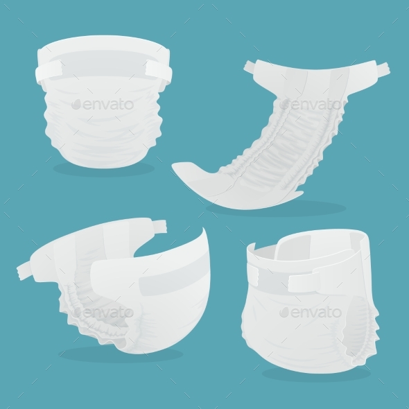 Flat Vector Illustration of a Baby Diaper