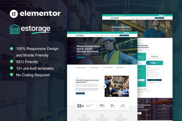 Estorage - Storage Service Company Elementor Pro Template Kit