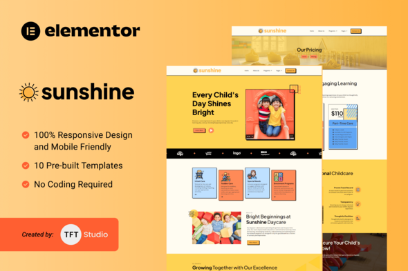 Sunshine - Cheerful Daycare Elementor Template Kit