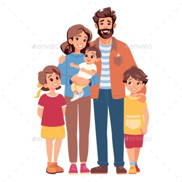 Happy Family Flat Illustration