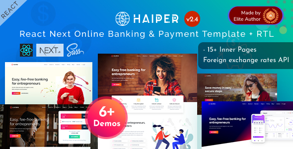 Haiper - Banking Finance & Payment Solutions React Nextjs 14+ Template