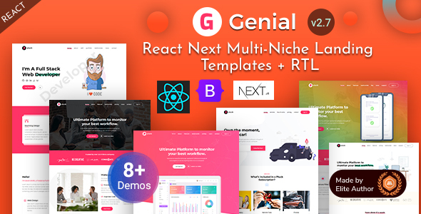 Genial - React Nextjs 14+ Multi-Niche Landing Page Template