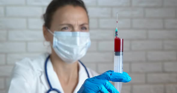 Blood in injection for tests. 