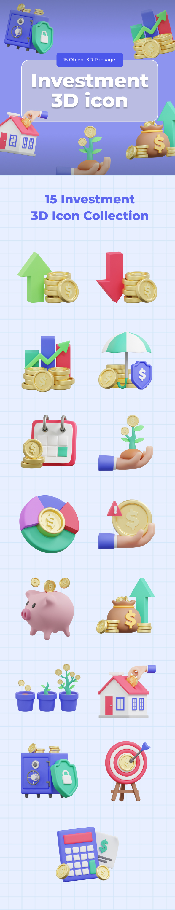 Investment 3D Icon Set