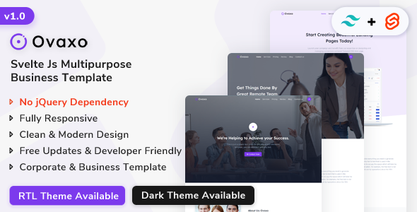 Ovaxo – Svelte js Multipurpose Landing Template – 0 Sold!