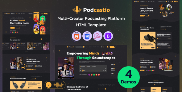 Podcastio - Multi Creator Podcasting Platform HTML  Website Template