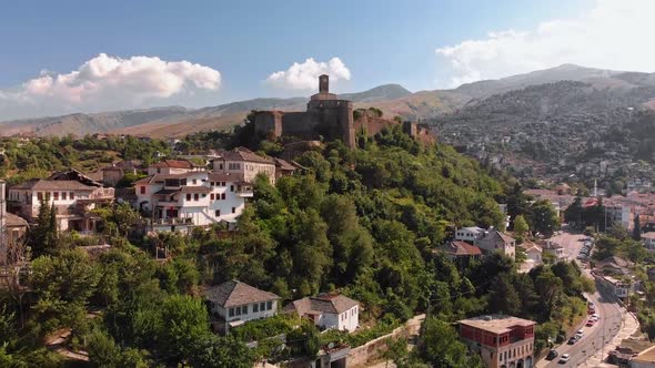 Gjirokastra Castle Albania Drone View